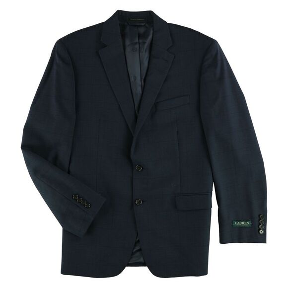 Ralph Lauren Mens Windowpane Two Button Blazer Jacket, Blue, NWT